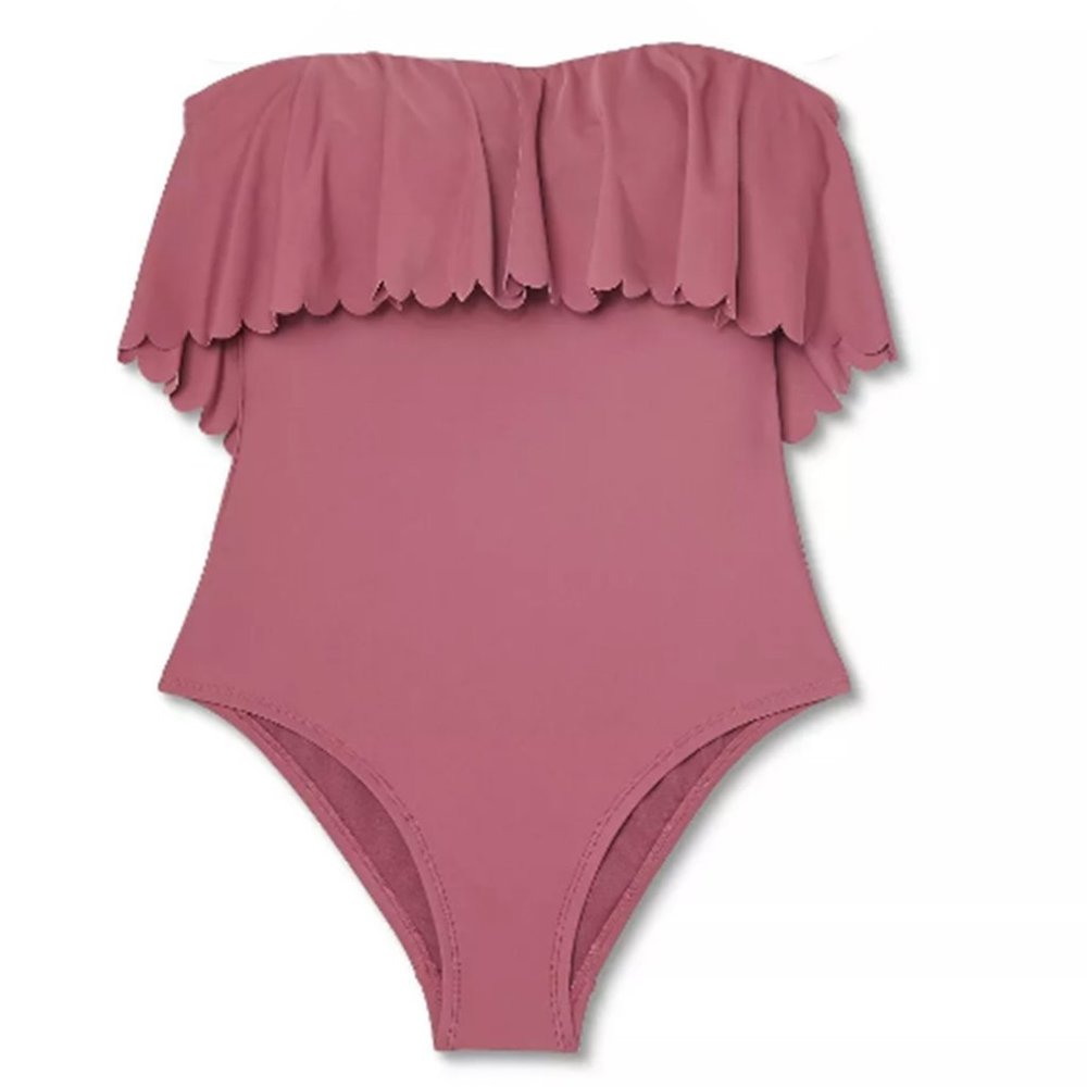 KONA SOL Scalloped Flounce Medium Coverage One Piece Swimsuit NEW WITHOU… - Picture 4 of 7